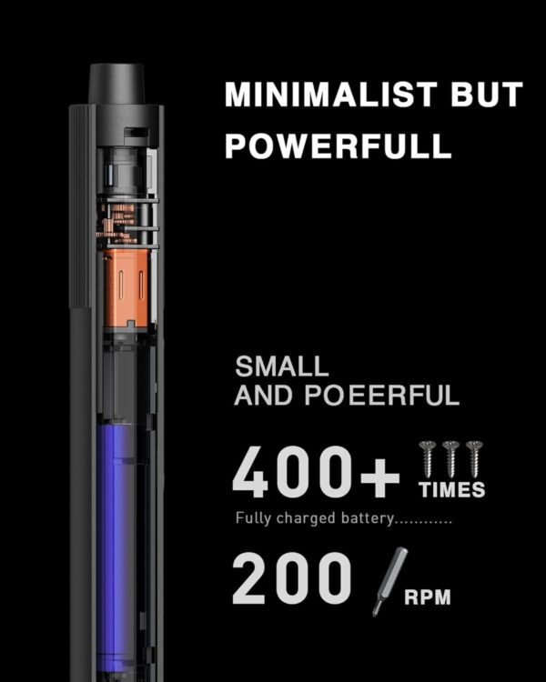 Xiaomi Electric Precision Screwdriver, All-metal Gearbox, Powerful Magnetic Motor, Rechargeable Lithium Battery, S2 Steel Screwdriving Bits, Type-C Charging, Aluminium Alloy Case (Power Screwdriver) - Image 4