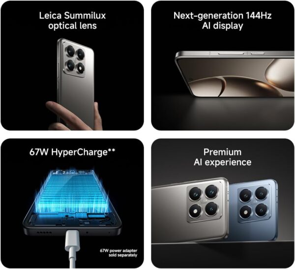 Xiaomi 14T Ai 5G (512/12GB) Global ROM Unlocked Worldwide (for Tmobile Mint Tello Global) 50MP Triple Pro Leica Camera 6.67" 144Mhz (Titan Black) - Image 4